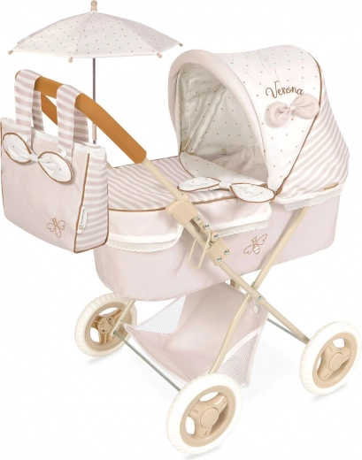 Poussette pliable pour poupées avec parasol et sac Verona 60 cm