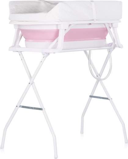 Baignoire Chipolino avec matelas à langer et support Sonata rose