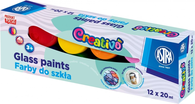 ASTRA CREATIVO peintures pour verre 12×20 ml