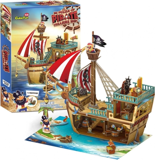 Puzzle 3D bateau pirate avec trésor