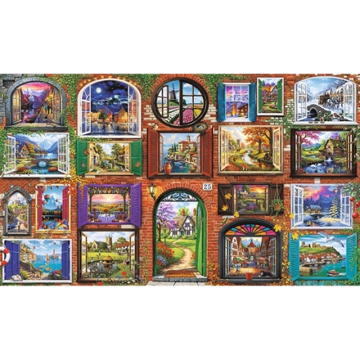 Motif plein de fenêtres, de détails et de couleurs