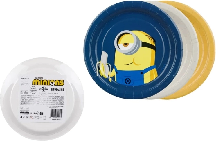 Assiettes en papier de fête Les Minions 18 cm (6 pcs, motifs assortis)