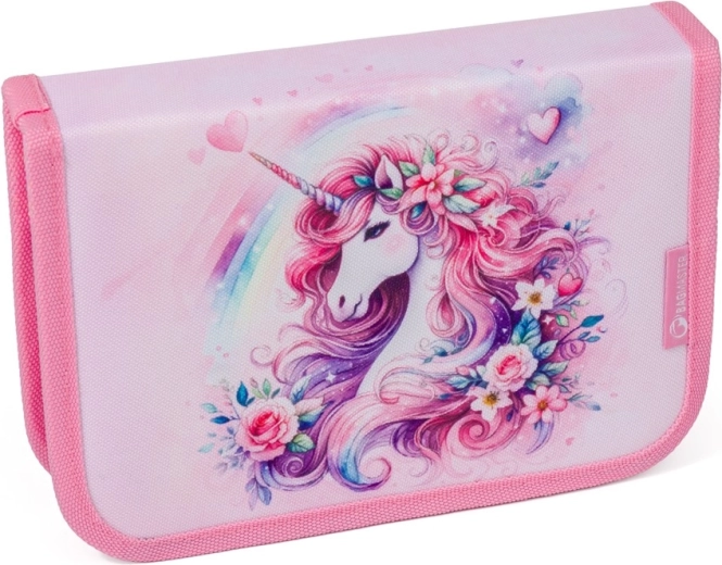 Bagmaster beta trousse scolaire double rabat licorne
