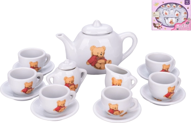 Service à thé pour enfants en porcelaine avec oursons, 16 pièces