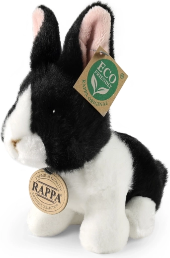 Lapin en peluche blanc et noir Rappa, assis, 16 cm