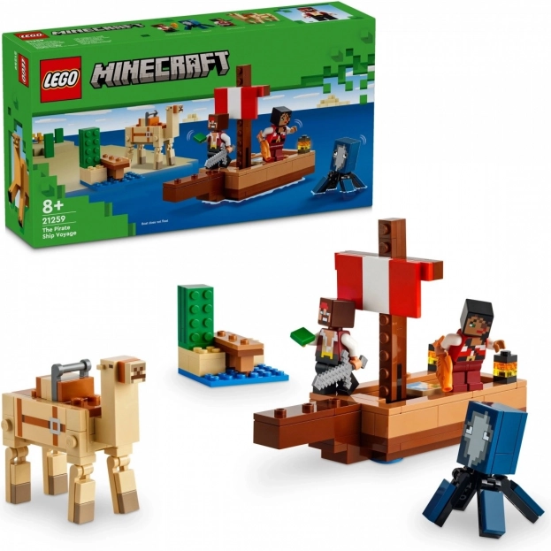 LEGO Minecraft traversée pirate – navire pirate avec animaux et pirates (8+)