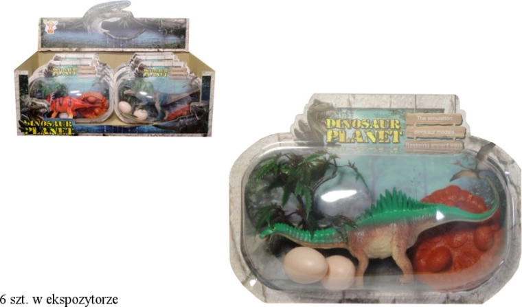 Figurine de dinosaure avec nid et œufs