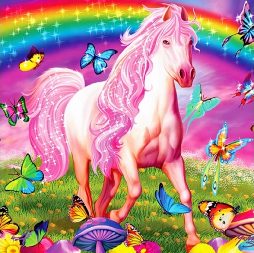 Broderie diamant (diamond painting) – scène féerique, cheval 30 × 30 cm - 1 pièce