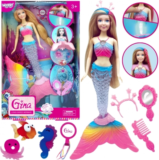 Poupée sirène Woopie Gina arc-en-ciel magique avec accessoires