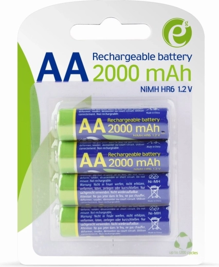 Accumulateurs AA NiMH 2000 mAh préchargés – blister de 4 pièces