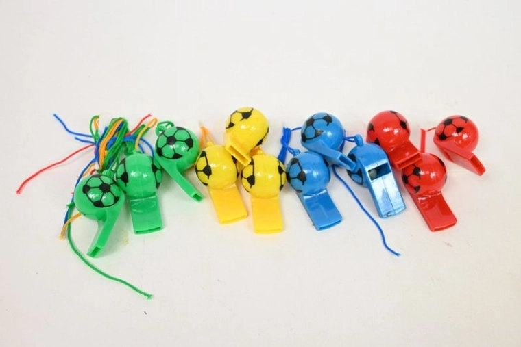 Sifflets colorés avec motif football (12 pcs)