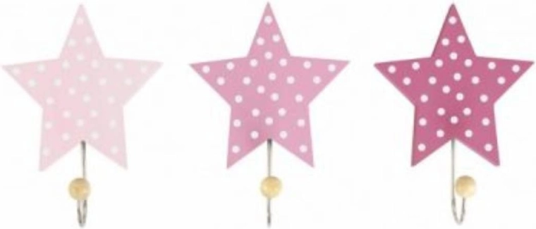 Jabadabado crochets muraux décoratifs en forme d’étoile roses (lot de 3 pièces)