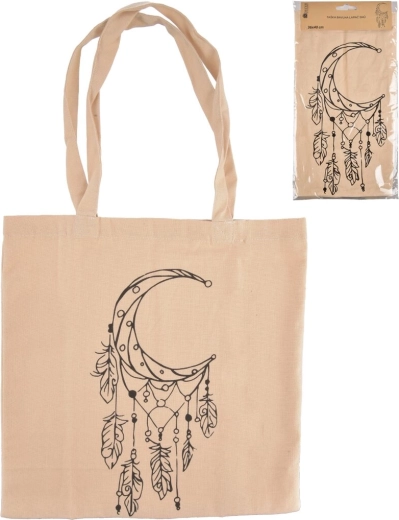 Sac en coton beige avec motif Attrape-rêves 36 × 40 cm