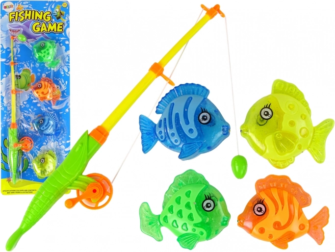 Jeu de pêche aux poissons avec canne et 4 poissons magnétiques