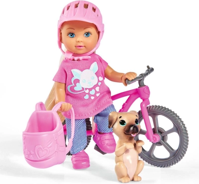 Poupée Evi avec vélo et petit chien