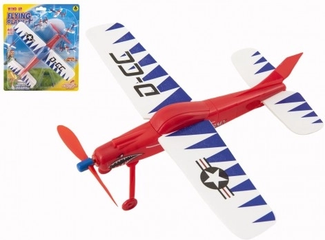 Avion en mousse avec hélice à remontoir, 22 × 26 cm, 3 couleurs