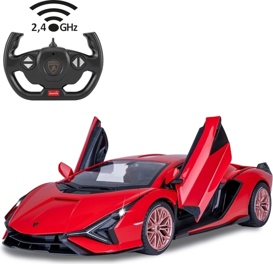 Jamara Lamborghini Sián FKP 37 voiture RC 1:14 rouge 2,4 GHz avec LED et portes à ouverture manuelle