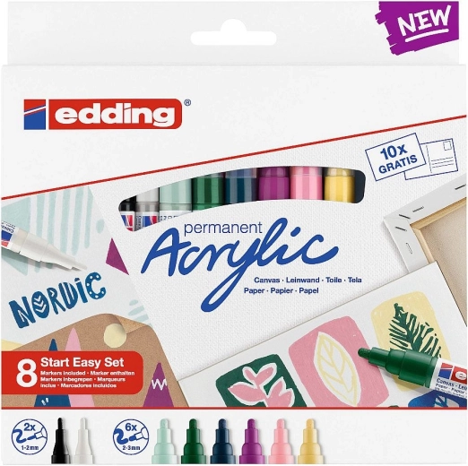 Marqueurs acryliques EDDING Nordic Easy Start – set de 8