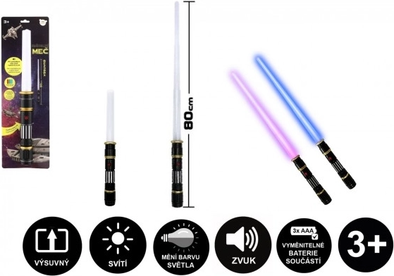 Sabre lumineux pliable avec lumière et sons, 80 cm
