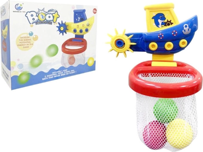 Jouet de bain – petit bateau avec panier et balles pour enfants