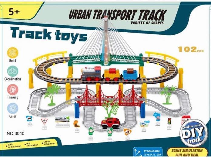 Circuit de train électrique avec pont et voiture