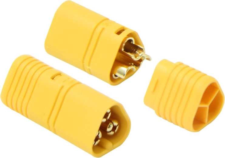 Connecteur tripolaire JAMARA MT60 avec capuchon isolant, plaqué or - 1 paire