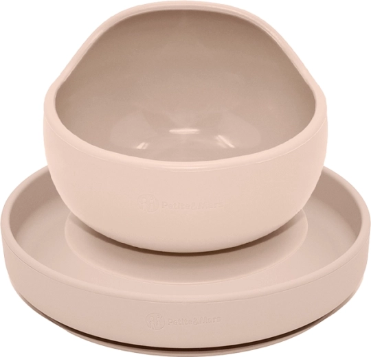 Petite&Mars set de repas en silicone Take&Match assiette et bol Desert Sand - 2 pièces