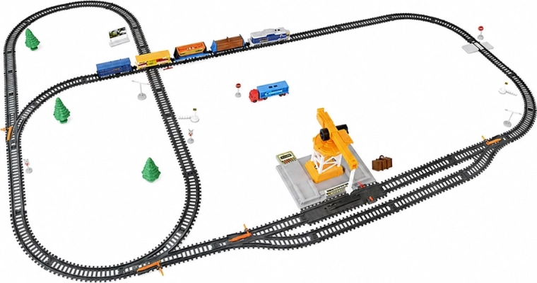 Plus de 670 cm de rails, aiguillages et décor riche