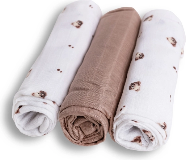 Langes en bambou Babymatex ourson 70 × 70 cm (3 pcs)