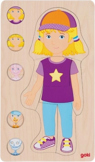 Goki puzzle en bois corps humain fille