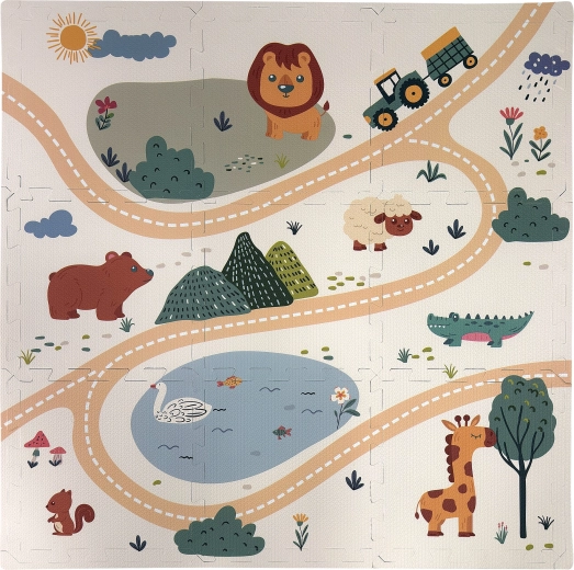 Tapis en mousse puzzle Humbi Safari avec animaux, 9 pièces