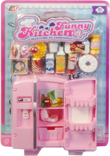 Accessoires pour poupées – réfrigérateur avec ustensiles de cuisine