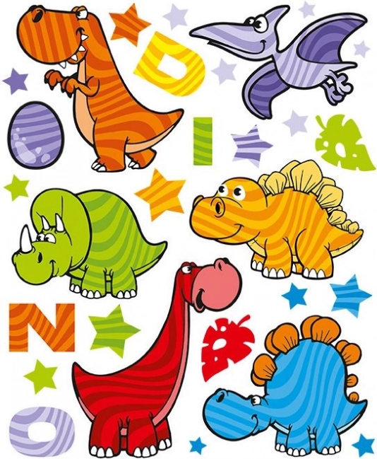 Autocollants multicolores avec dinosaures