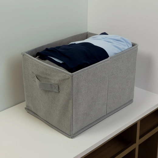 Boîte de rangement textile 32 × 22 × 22 cm grise