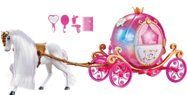 Cheval et carrosse rose avec musique et lumière
