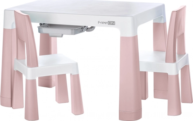Table en plastique avec chaises FREEON Neo blanc et rose