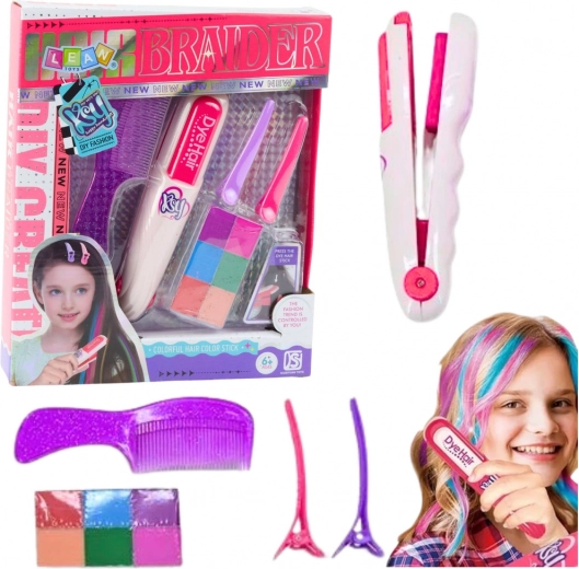 Coffret pour enfants de coloration des cheveux avec mini lisseur et craies colorées