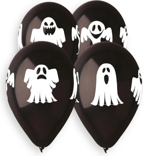 Ballons Gemar 13" pastel premium – fantômes (noirs), 5 pcs