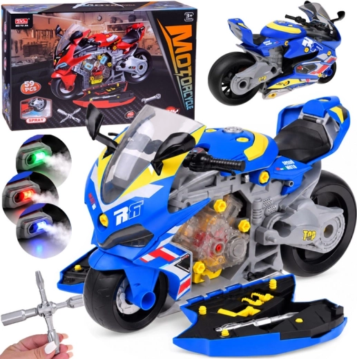 Moto d’assemblage pour enfants avec atelier, lumière, sons et brume