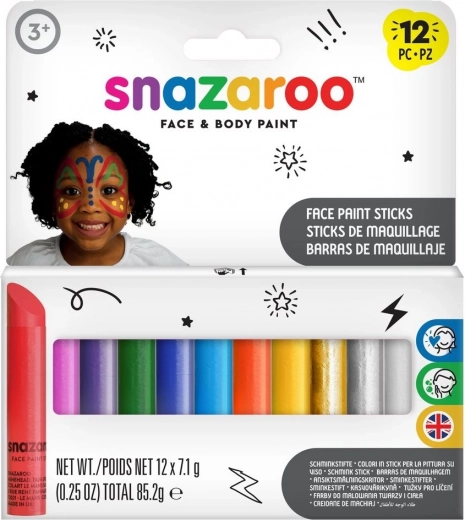 Snazaroo set de couleurs pour le visage et le corps en sticks 12 pcs