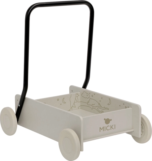 Chariot de marche en bois beige Micki – pousseur pour les premiers pas