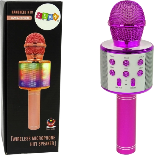 Microphone sans fil USB Speaker Enregistrement Karaoké Modèle WS-858 Rose