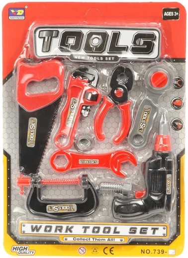 Ensemble d’outils de travail en plastique pour enfants avec scie et perceuse