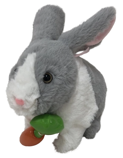 Lapin interactif Ouško, peluche grise