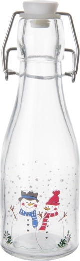 Petite bouteille décorative en verre avec fermeture à clip bonhomme de neige 0,16 l