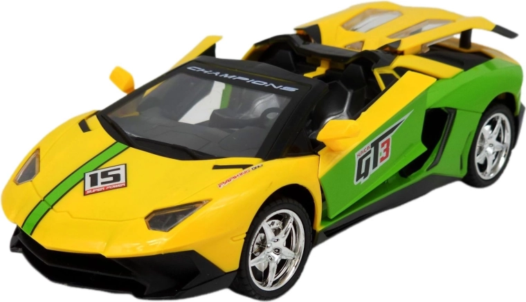 Voiture de sport cabriolet télécommandée avec feux LED jaune - 1 pièce