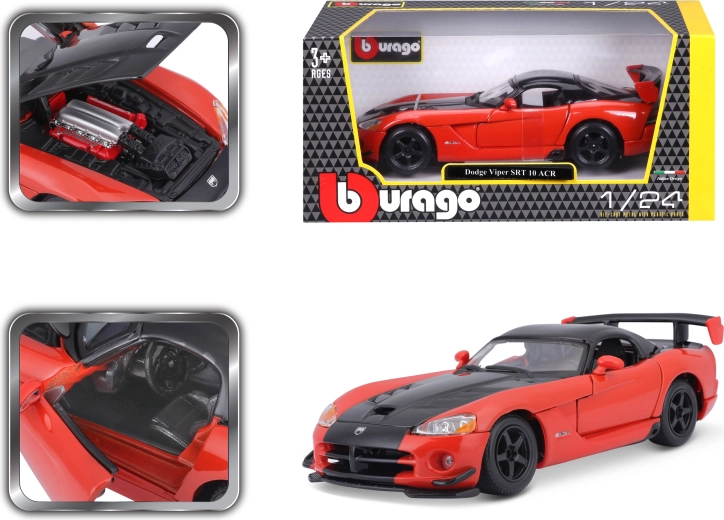 Bburago Dodge Viper SRT 10 ACR modèle réduit de voiture rouge et noir 1:24