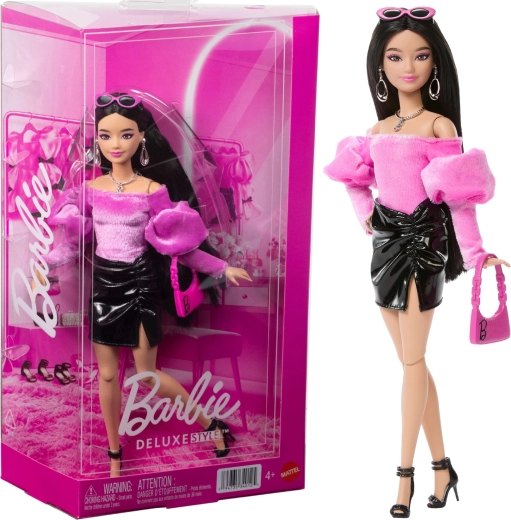 Mattel Barbie Deluxe Style poupée mannequin fashion en rose et noir avec accessoires