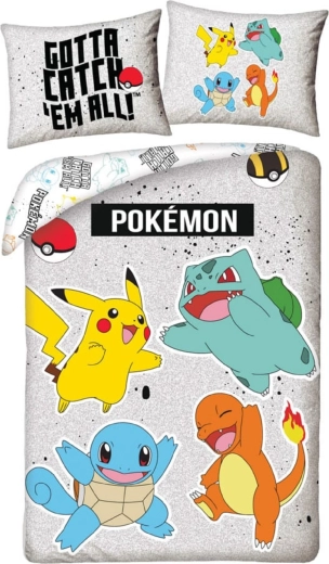 Parure de lit enfant Pokémon grise 140 × 200 cm