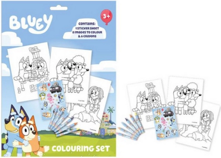 Set créatif de coloriages BLUEY avec crayons et autocollants